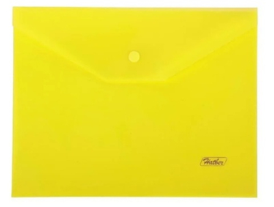Папка-конверт Hatber, A5, 180 мкм, жёлтый, глянцевая, пластик, 1 шт
