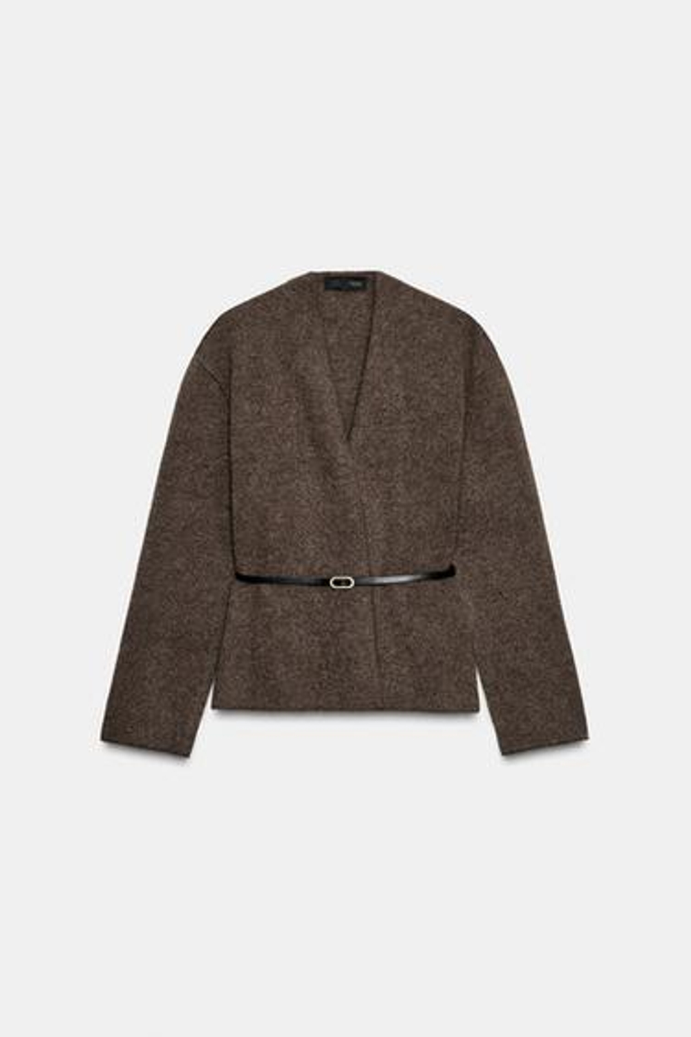 Пальто с поясом из 100% шерсти - ZARA