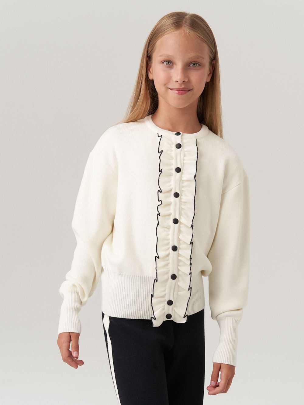 Кардиган школьный для девочки AT585 молочный