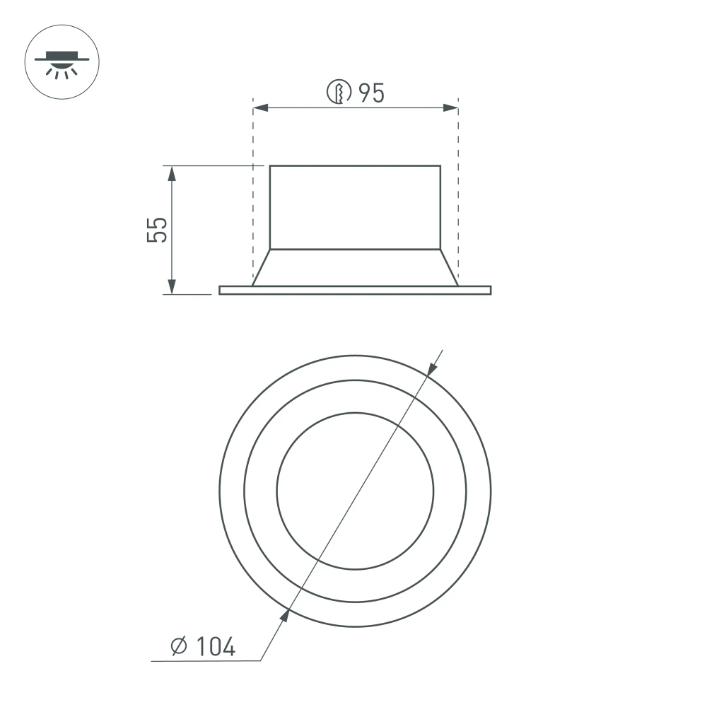 Светильник MS-BREEZE-BUILT-R104-12W Warm2700 (WH, 90 deg, 230V) (Arlight, IP20 Металл, 5 лет) 054714