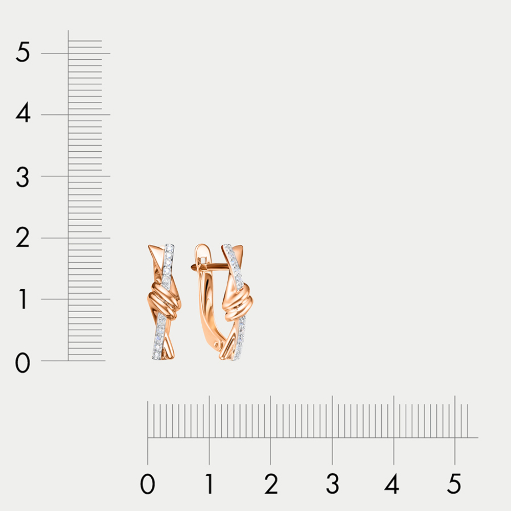 Серьги женские с фианитами из розового и белого золота 585 пробы (арт. 1205221)