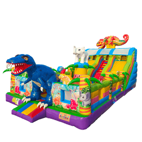 Коммерческий надувной батут «Хамелеон и динозавры Ультра» 12*6*6 м