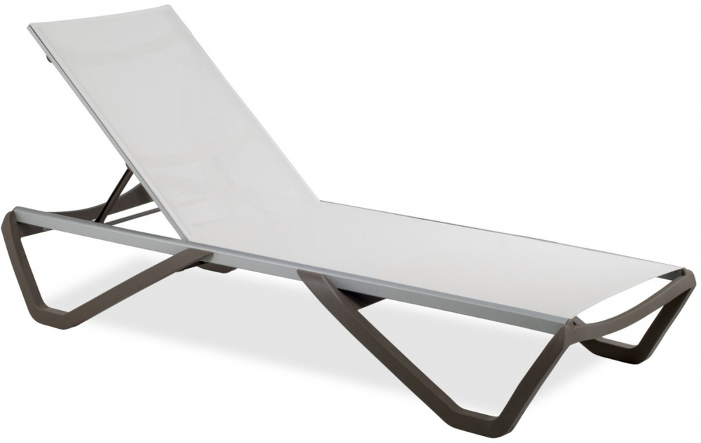 Шезлонг-лежак металлический Papatya Wave, тортора, белый