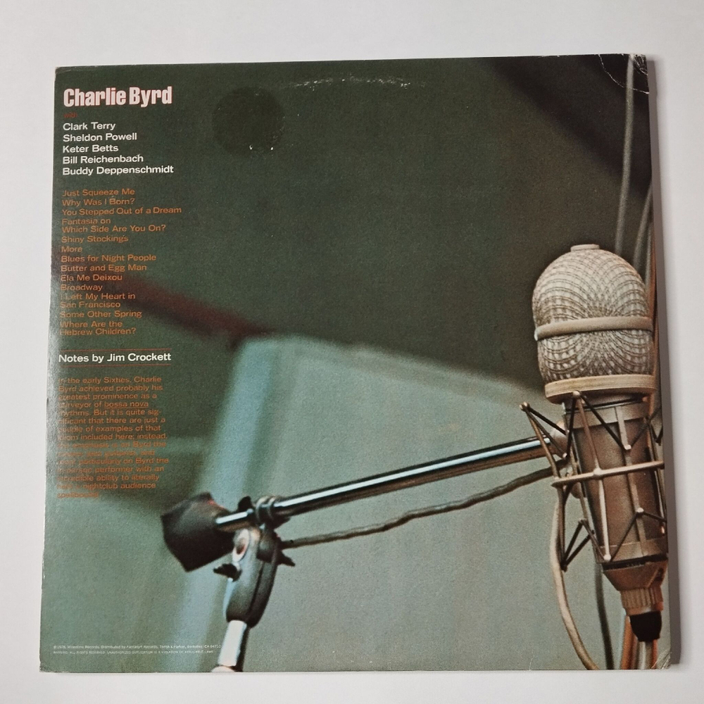Винтажная виниловая пластинка LP Charlie Byrd In Greenwich Village (USA 1978)