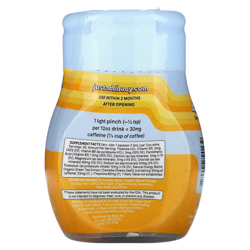 Buoy Hydration, Увлажняющие энергетические капли, усилитель напитка, без добавок, 3 шт. В упаковке, по 60 мл (2 жидк. унц.)