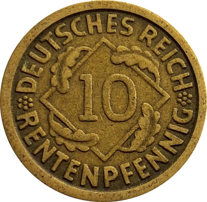 10 рентенпфеннигов 1924 Германия "J"