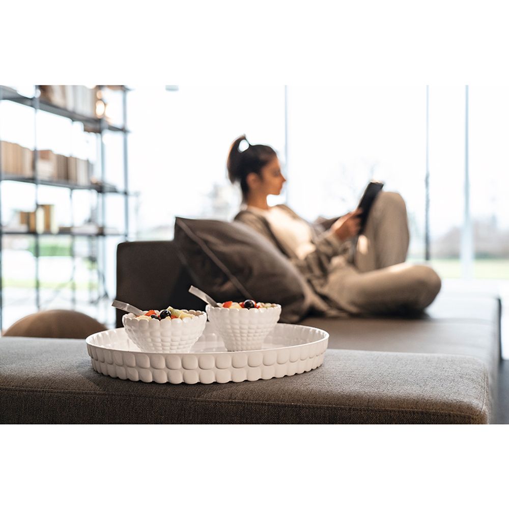 Поднос сервировочный Tiffany, Ø35,6 см, серо-бежевый