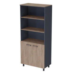 Шкаф для документов высокий полуоткрытый PREGO 850х450х2100 П.СВ+Т-1+ФН+ПО Дуб Крафт табачный/Антрацит