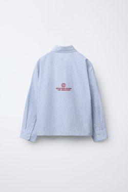 ZARA РУБАШКА В ПОЛОСКУ С НАДПИСЬЮ, ПОЛОСКИ