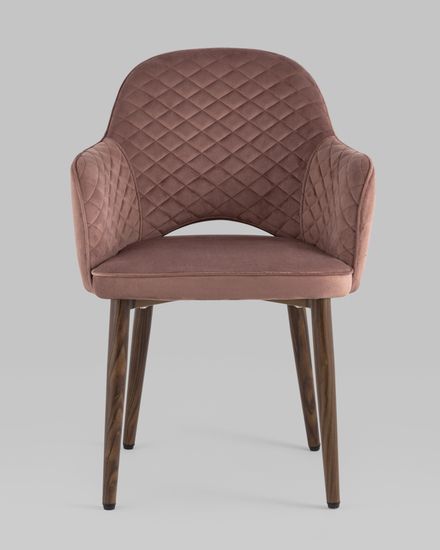 Стул Венера диамант NEW, велюр пыльно-розовый (ножки дерево) NP