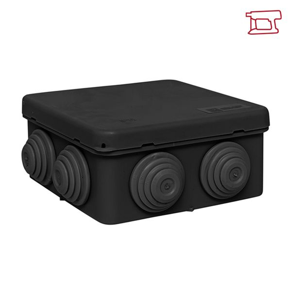 Коробка распределительная КМР-030-031 с крышкой (85x85x40) для прямого монтажа 8 мембр. вводов чёрная IP55 EKF (100.00 шт.)