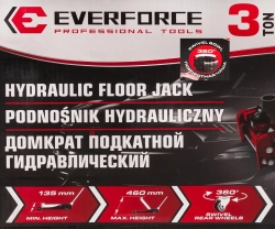 Домкрат подкатной гидравлический 3т (h min 135мм, h max 460мм) EVERFORCE EF-T830025