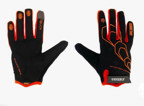 Перчатки TRIX nw  мужские, L, полноразмерные, гелев. вставки, дышащая лайкра/искусств. замша, оранжево-черные
