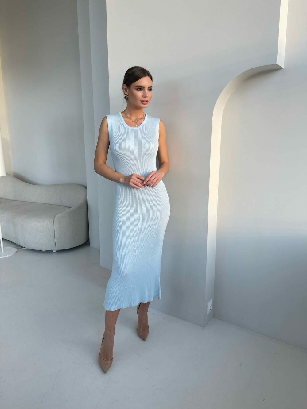 Платье MOREON с закрытым декольте, голубой