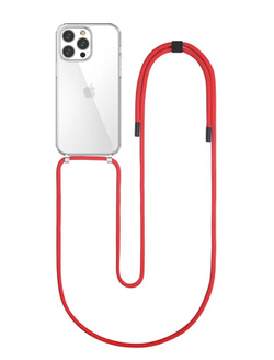 Усиленный защитный чехол с красным шнурком на шею для смартфона iPhone 13 Pro