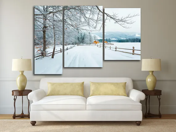 Модульная картина "Дорога в снегу"