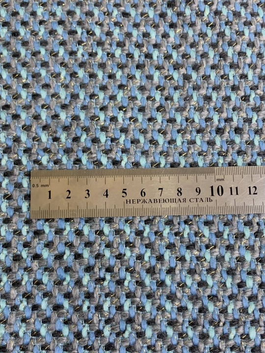 Твид шанель, голубой/серый, шерсть BST3608