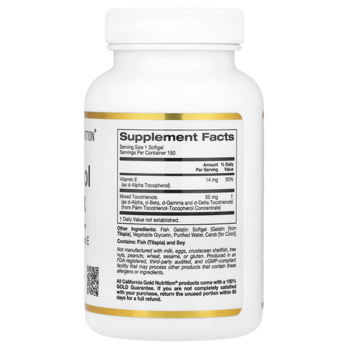 California Gold Nutrition, комплекс токотриенолов с витамином E, 150 капсул из рыбьего желатина