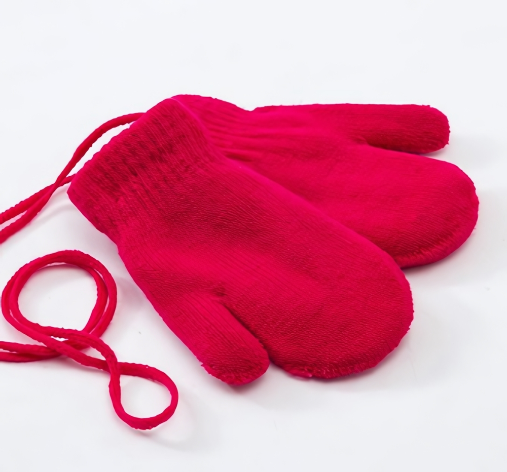 Варежки двухслойные "Однотонные", ярко-розовый, р-р 14 (4-5 лет) 5133448, 1 шт.