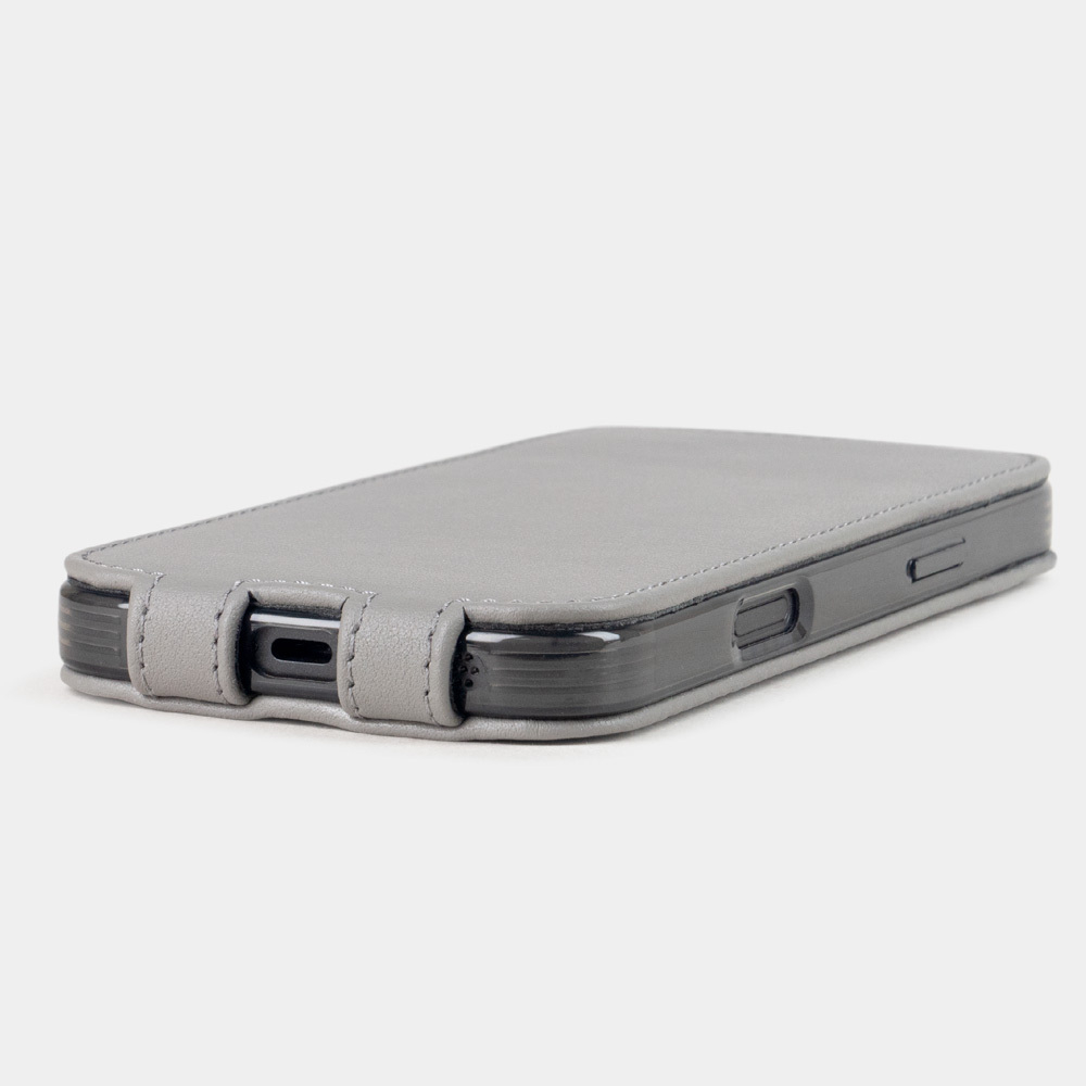 Кожаный чехол для iPhone 16 Pro Max, теленок серого цвета