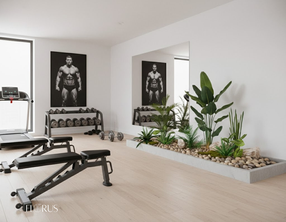 Напольная композиция в стиле тропики со стрелицией, длина 2-2,5 м