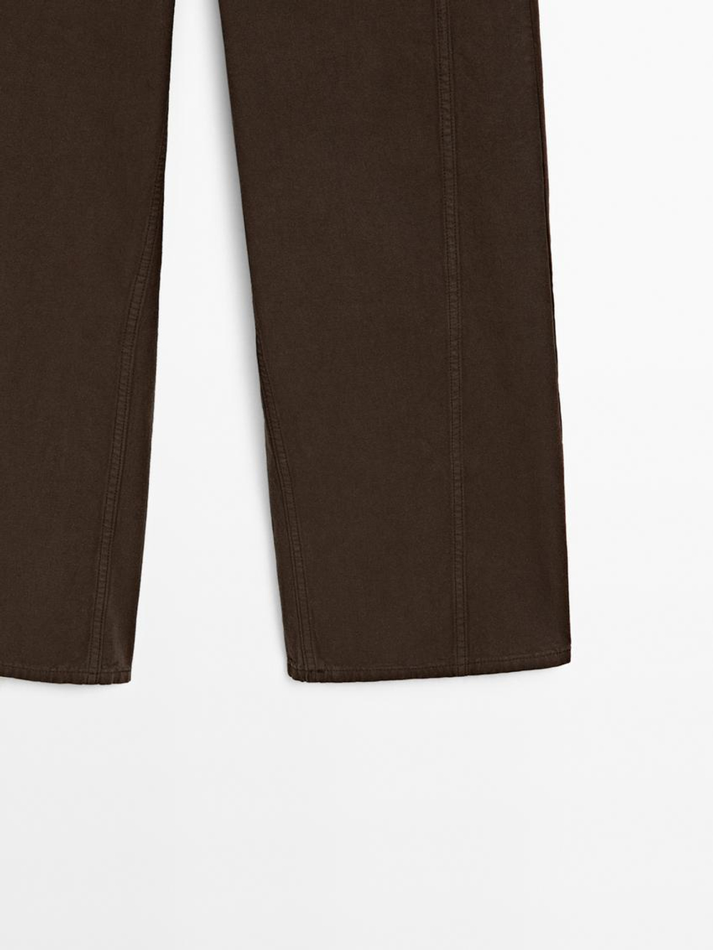 Massimo Dutti Брюки из смесового хлопка, шоколадный