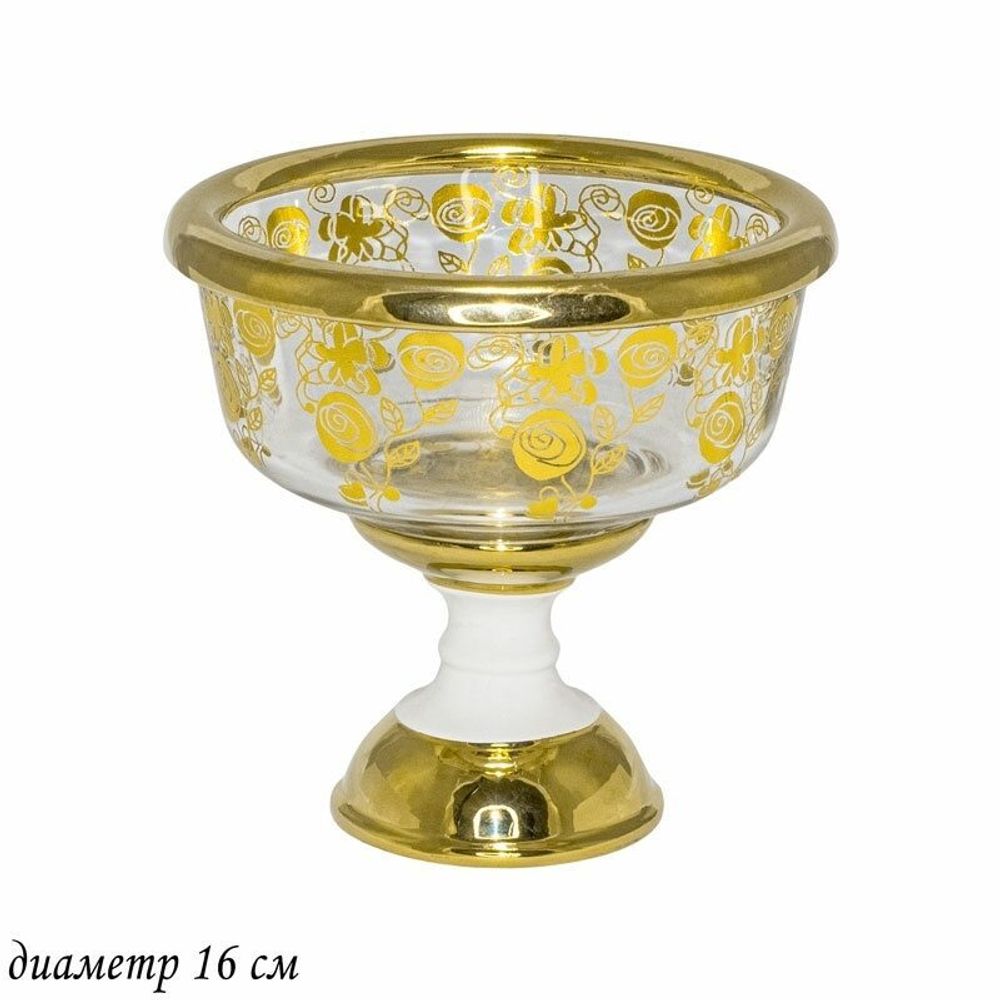 Lenardi 110278 Конфетница на ножке 16см в под.уп.(х12)Стекло