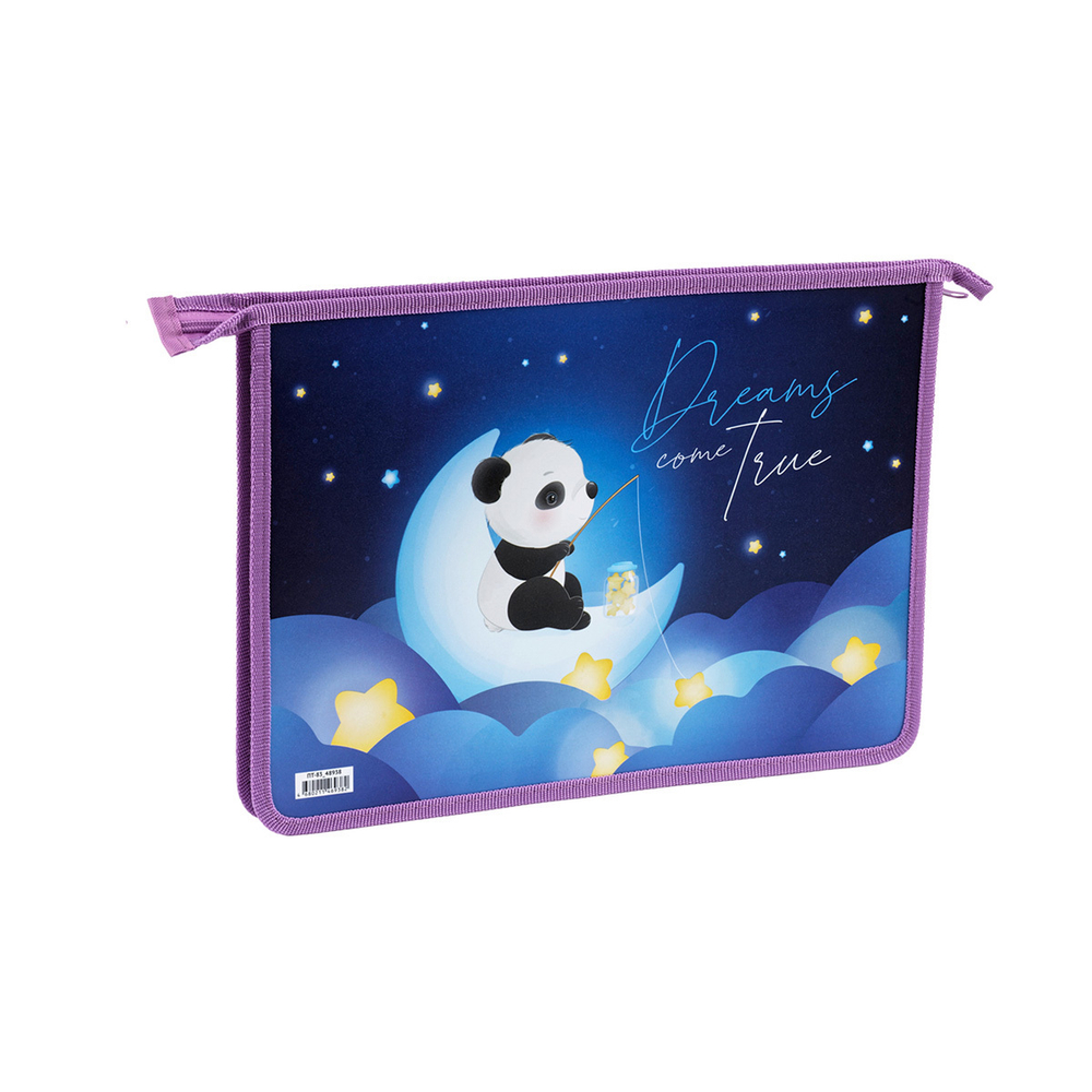Папка для тетрадей 1 отделение, А4, ArtSpace "Panda", 340*240*40мм, пластик, на молнии