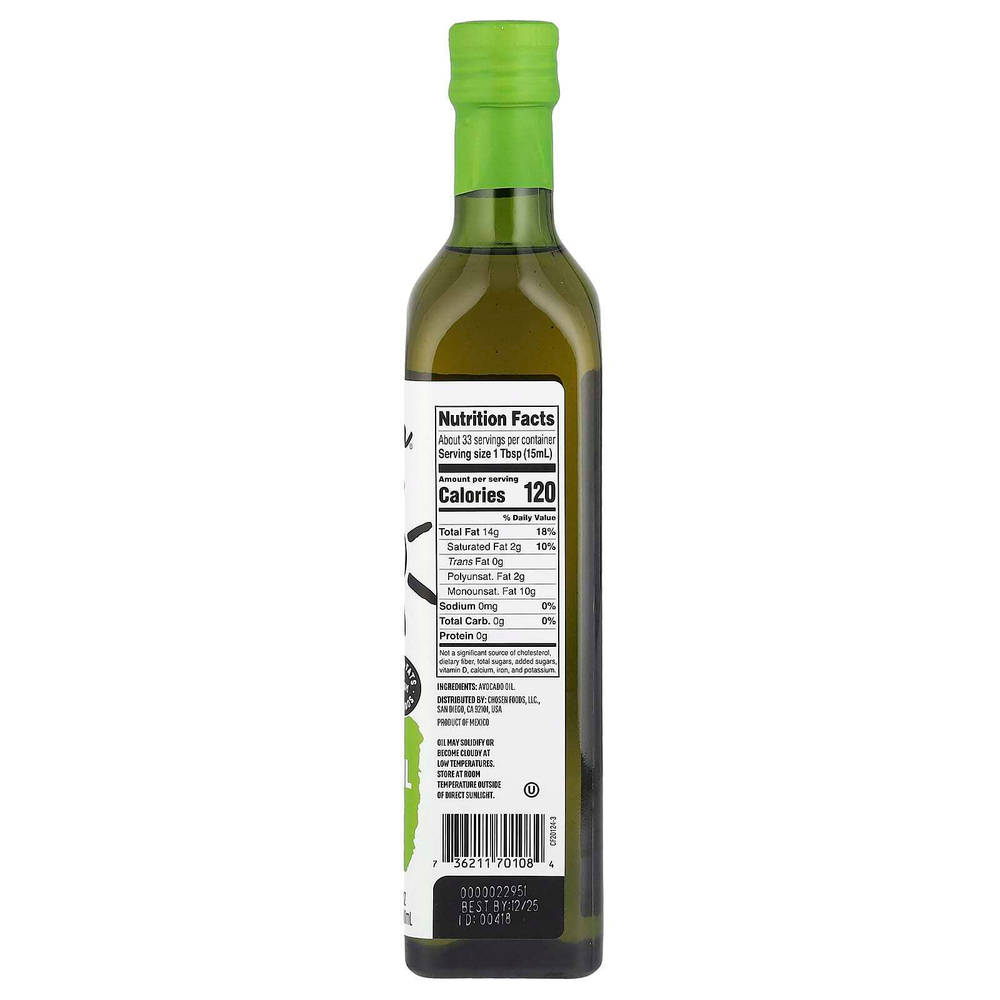 Chosen Foods, 100% чистое масло авокадо, 500 мл (16,9 жидк. унц.)