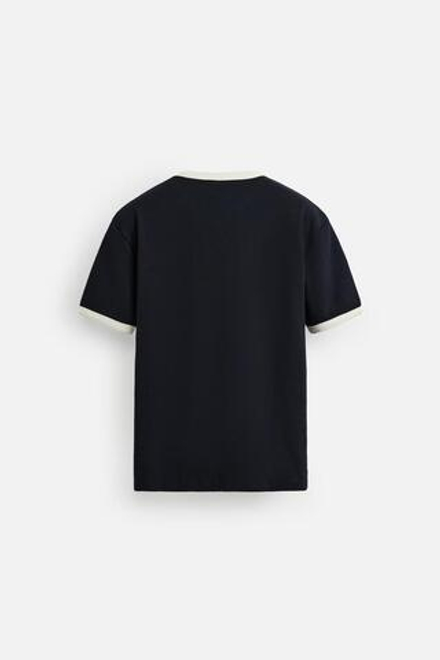 ZARA ФУТБОЛКА С НАДПИСЬЮ, ТЕМНО-СИНИЙ