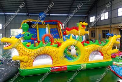 Коммерческий надувной батут "Осьминоги и драконы" 16*8*6 м