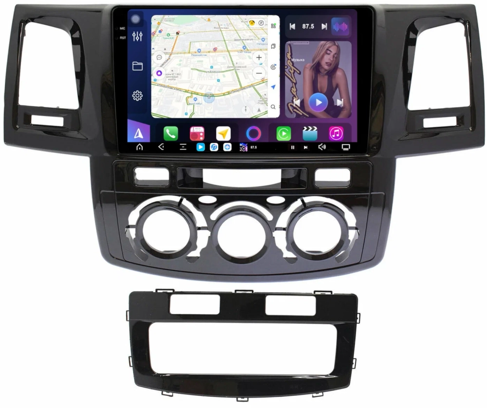 Магнитола для Toyota HiLux 7 2011-2015 - FarCar XXL143M монитор 9.5" 2K QLED на Android 14, TS20, 8+256Гб, CarPlay, 4G SIM-слот