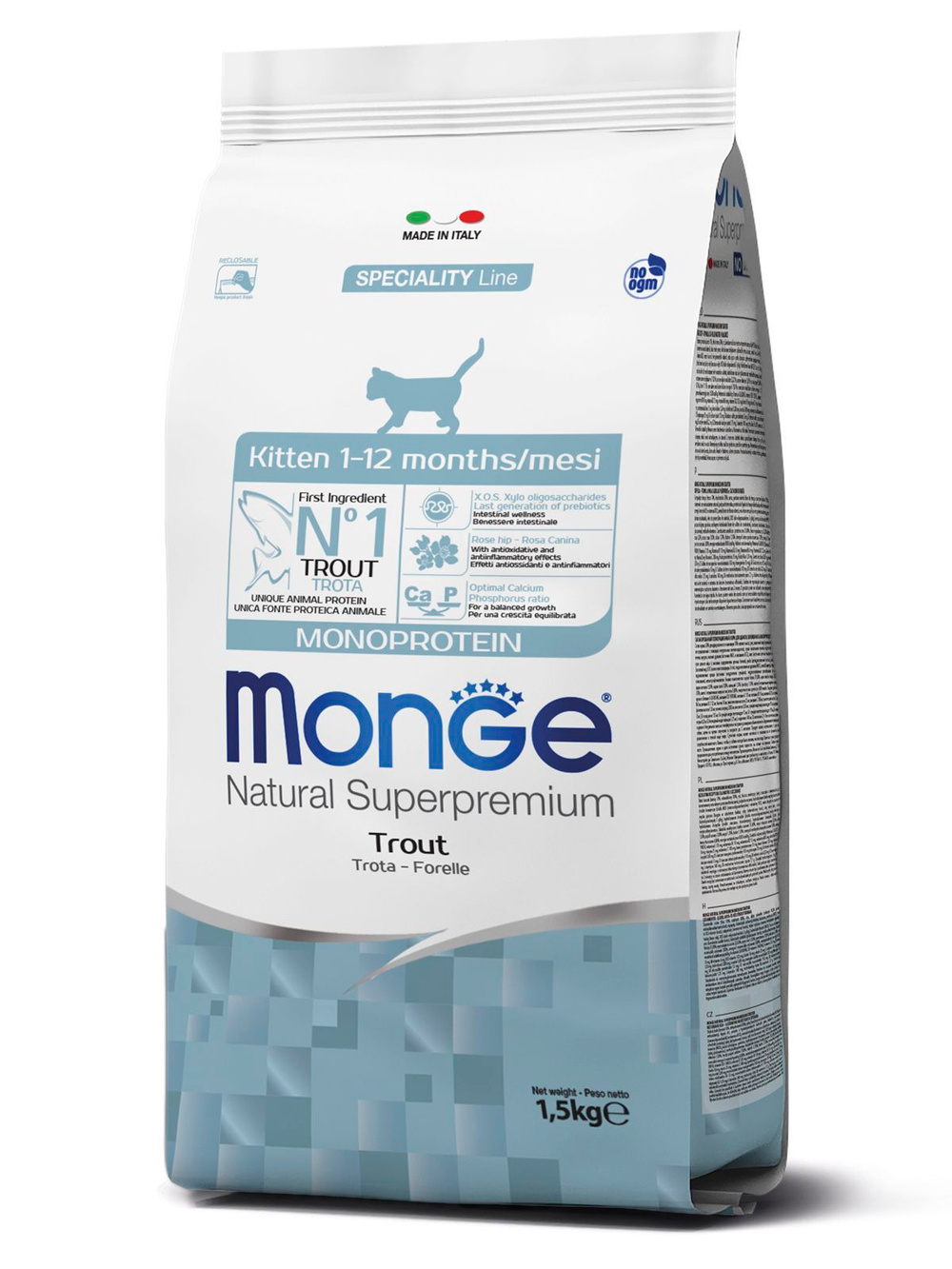 Гипоаллергенный корм Monge Monoprotein для котят и беременных кошек (утка), 1,5 кг