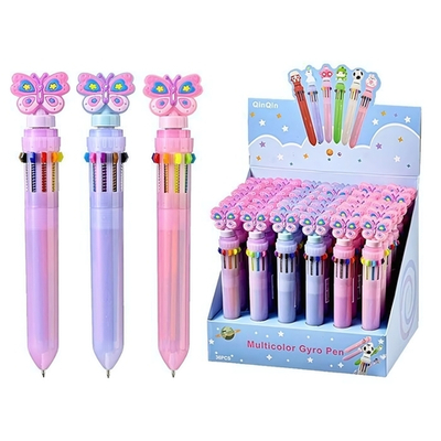 Ручка шарик. 10цв. 0,7мм. "Бабочка" с крутящейся насадкой, сменный стержень (Mazari)