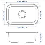 Встраиваемая раковина IKEA BOHOLMEN (БУХОЛЬМЕН), Нержавеющая сталь, 47x30 см