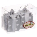 Елочные игрушки «Подарочки в горошек» 3,5 см (набор 2 шт), Серебро