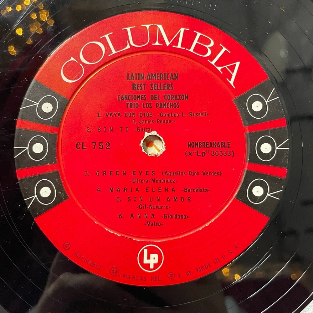 Винтажная виниловая пластинка LP Trio Los Panchos Canciones Del Corazon (USA 1955)