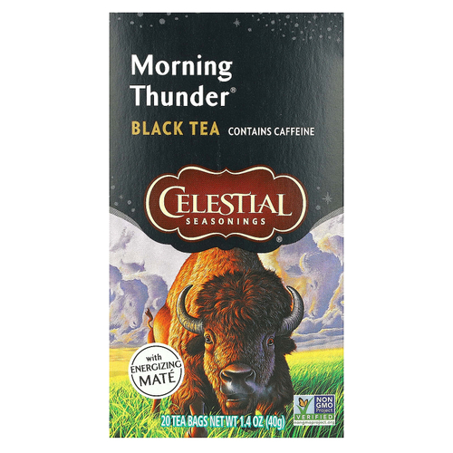 Celestial Seasonings, черный чай, Morning Thunder, 20 чайных пакетиков, 40 г (1,4 унции)