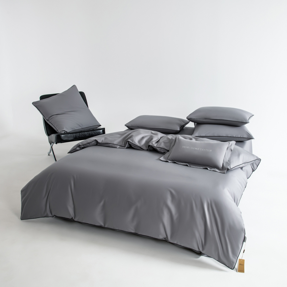 КПБ Однотонный Сатин Элитный на резинке OCER014, 2 спальный, 4 наволочки, простынь 180*200*30