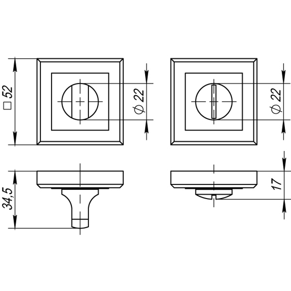 Ручка поворотная BK6.K.QL52 (BK6 QL) GR/CP-23 графит/хром