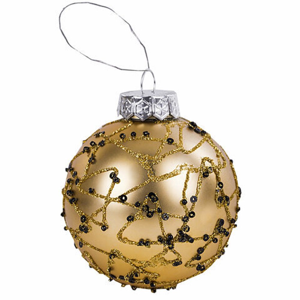 Шары ёлочные 4 шт., 8 см, "Constellation", пластик, цвет: золотистый с узором, ЗОЛОТАЯ СКАЗКА, 591996