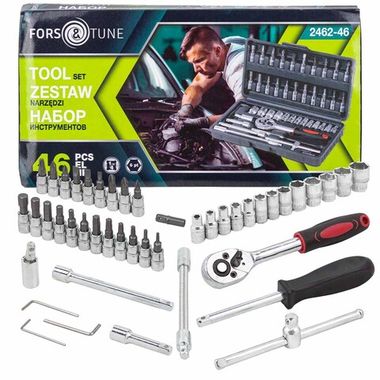Набор инструмента 46пр. 1/4''(6-гран.)(4-14мм) FORSandTUNE FORSandTUNE-2462-46