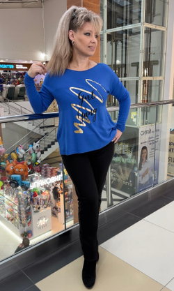 Черные брюки-лосины на резинке со стразовыми лампасами