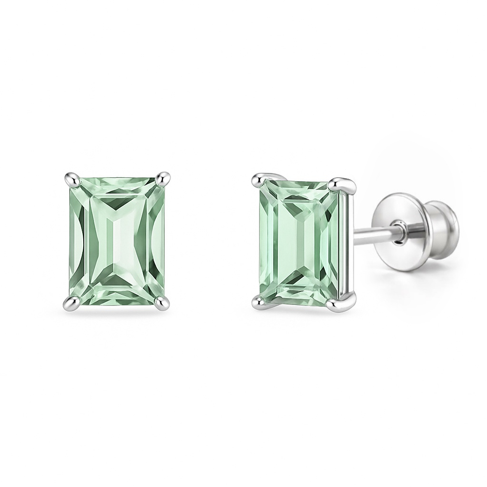 Серьги Сингапур с зеленым аметистом