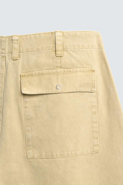 ZARA БРЮКИ BALLOON FIT С ЭФФЕКТОМ ПОТЕРТОСТИ, СВЕТЛО-ЖЕЛТЫЙ