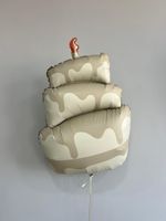 К Шар (37''/94 см) фигура Торт Бежевый Сатин