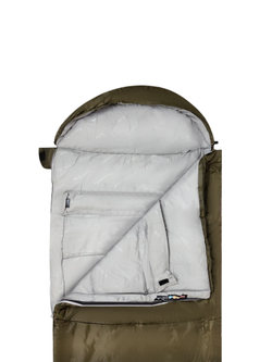 Спальный мешок Naturehike U250  с капюшоном, хаки (NH20MSD07), молния слева