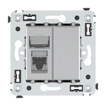 Компьютерная розетка RJ-45 в стену, кат.5e одинарная экранированная, "Avanti","Закаленная сталь"