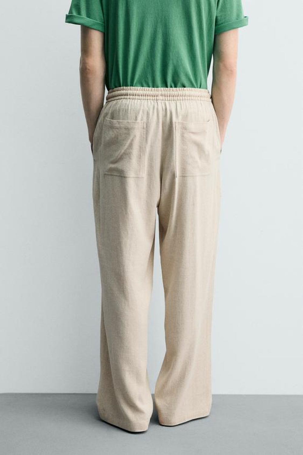 ZARA БРЮКИ RELAXED FIT В КЛЕТКУ, СВЕТЛО-БЕЖЕВЫЙ