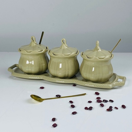 Lenardi 164-015 Набор из 3 банок 250мл с ложками на подставке в под.уп.(х9) Фарфор